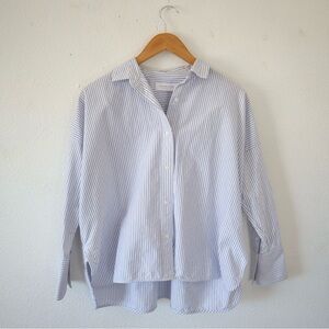 Everlane White and Blue Pinstripe Blouse